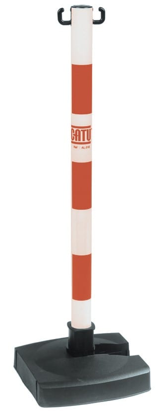 Catu - Balise de signalisation support de chaine pliante rouge et blanche.