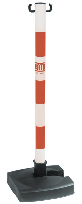 Catu - Balise de signalisation support de chaine pliante rouge et blanche.