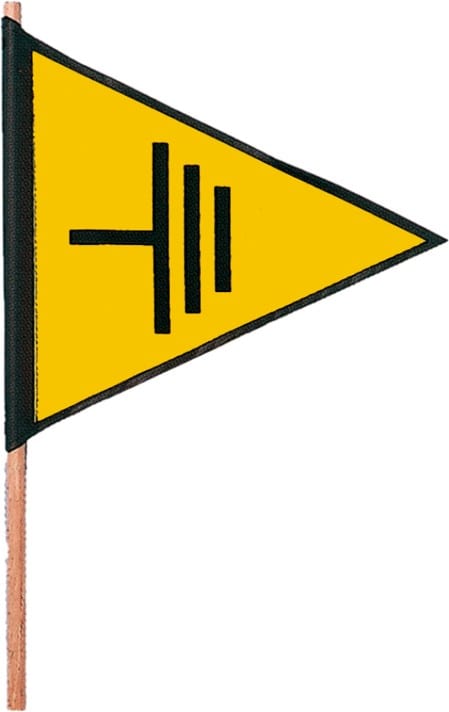 Catu - Fanion triangulaire d'identification des mises a la " TERRE" sur hampe.
