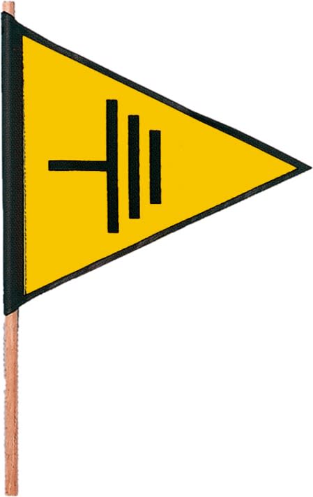 Catu - Fanion triangulaire d'identification des mises a la " TERRE" sur hampe.