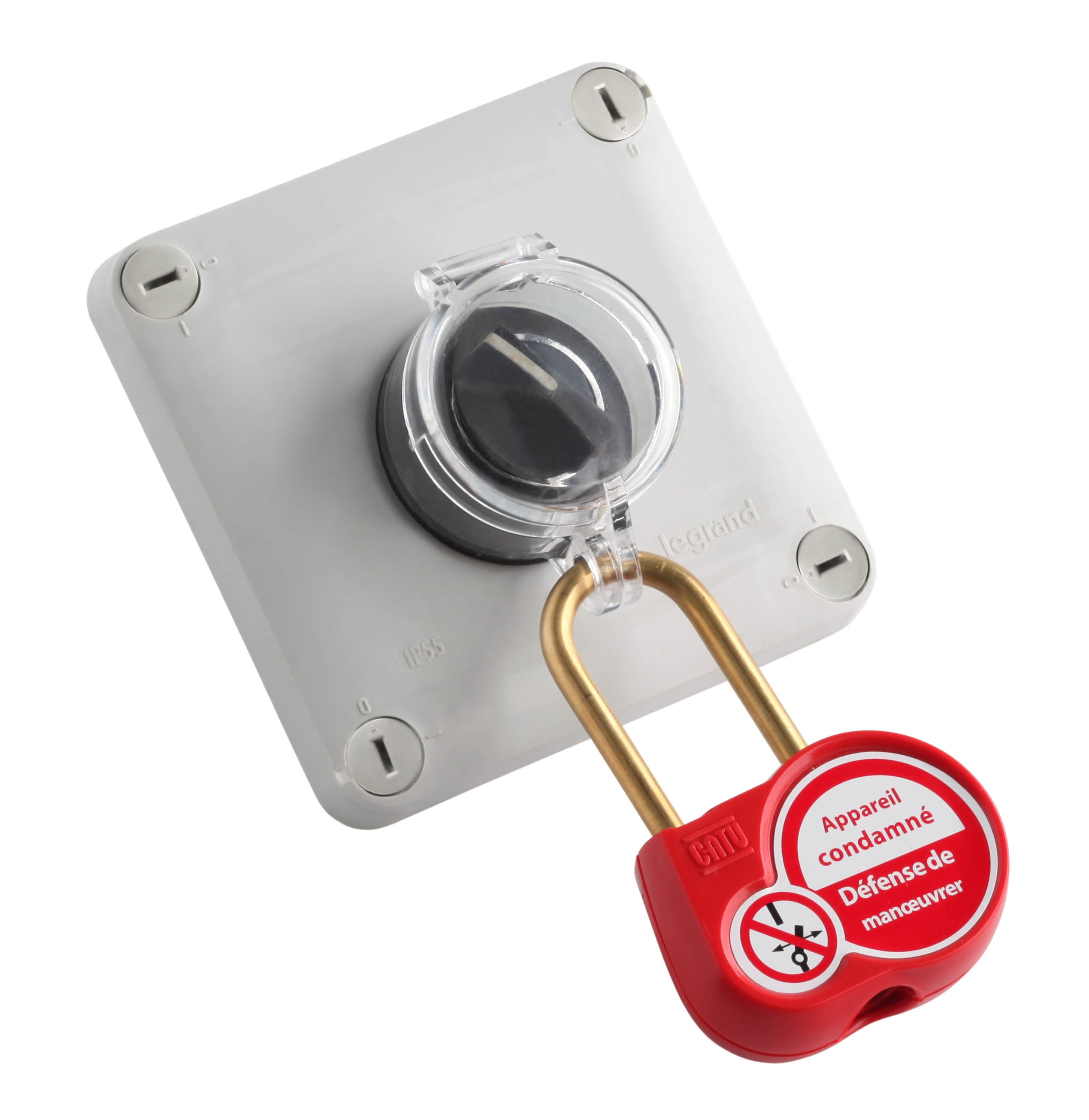 Catu - Capot de protection condamnant l?accès à des boutons poussoir.