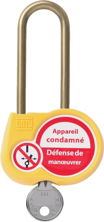 Catu - Cadenas jaune anse 70mm diamètre 6mm clé aléatoire.