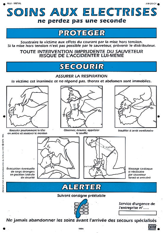 Catu - Affiche Alumétal "SOINS AUX ÉLECTRISÉS", 500 x 350mm export.