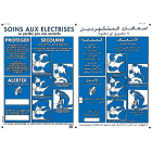 Catu - Affiche Alumétal bilingue français - arabe "soins aux électrisés", 420 x 297 mm.