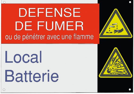 Catu - Affiche Alumétal "DÉFENSE DE FUMER - LOCAL BATTERIE".