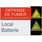 Catu - Affiche Alumétal "DÉFENSE DE FUMER - LOCAL BATTERIE".