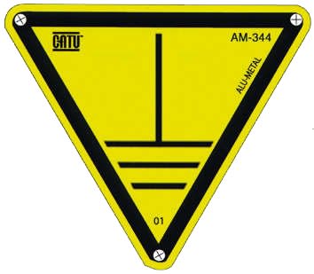 Catu - Pancarte triangulaire en aluminium pour identification de la terre 100mm.