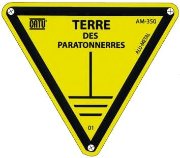 Catu - Plaque alumétal de signalisation "TERRE DES PARATONNERRES" 100 mm.