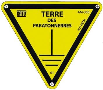 Catu - Plaque alumétal de signalisation "TERRE DES PARATONNERRES" 100 mm.