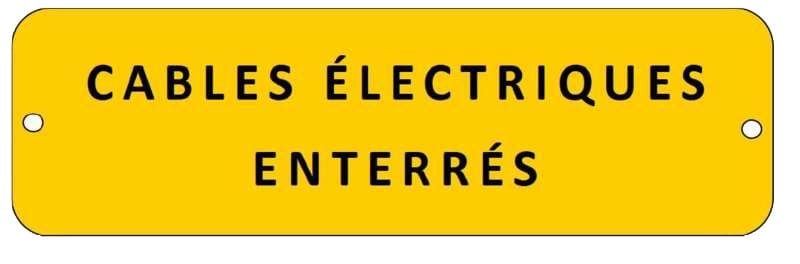 Catu - Plaque alumétal de signalisation "CABLES ÉLECTRIQUES ENTERRÉS" 200 x 60 mm.
