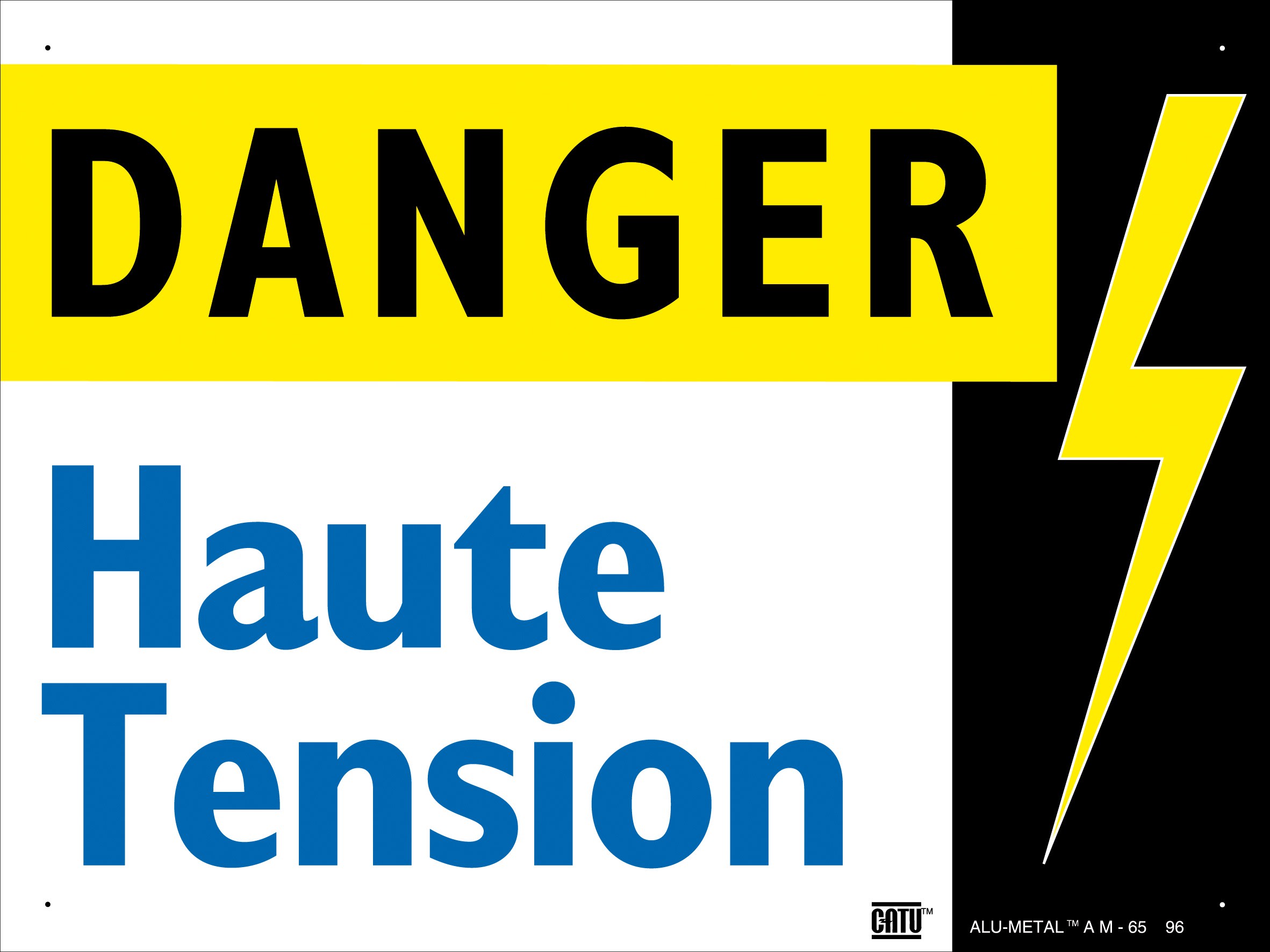 Catu - Affiche Alumétal de signalisation "DANGER HAUTE TENSION" 100 x 75 mm.