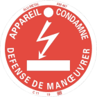 Catu - Macaron de consignation,normalisé ENEDIS ,fond rouge. Ø80mm. DANGER ELECTRIQUE".