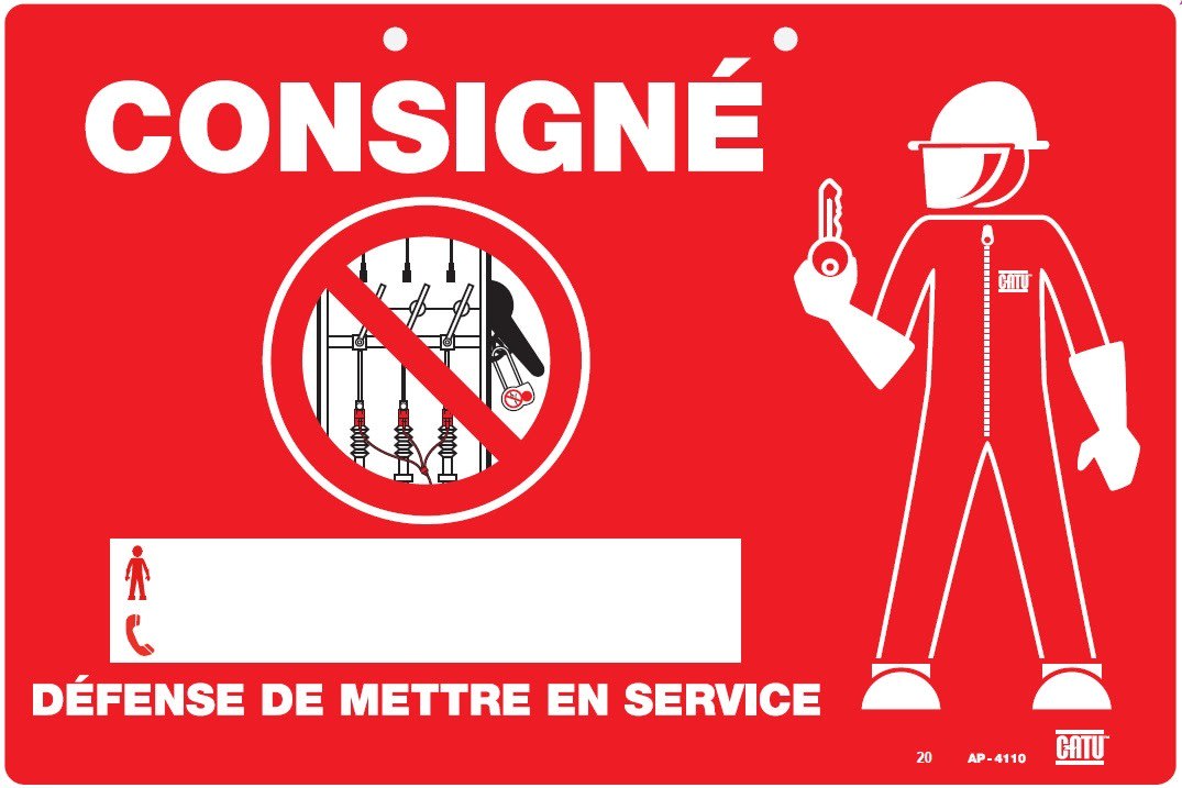 Catu - Affiche PVC de signalisation "CONSIGNÉ" 300 x 200 mm.