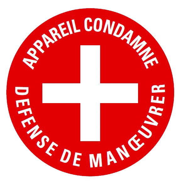 Catu - Macaron PVC de signalisation "APPAREIL CONDAMNÉ" Ø 60 mm. Code Enedis : 3700104.