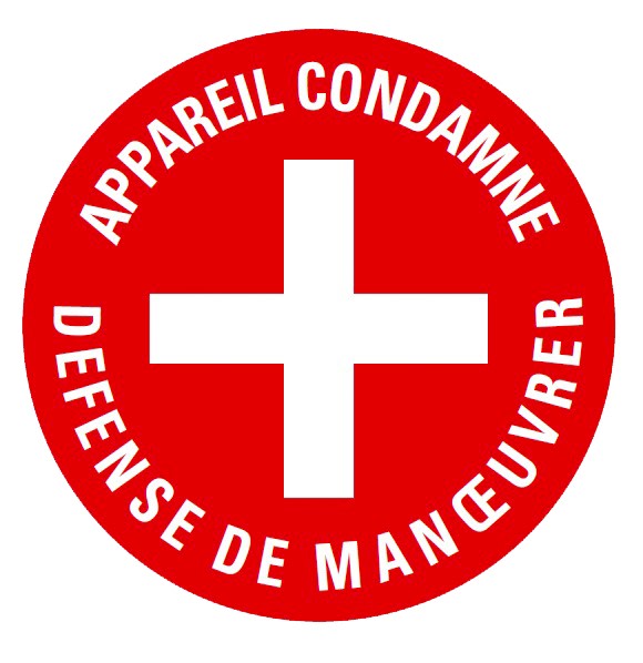 Catu - Macaron PVC de signalisation "APPAREIL CONDAMNÉ" Ø 60 mm. Code Enedis : 3700104.