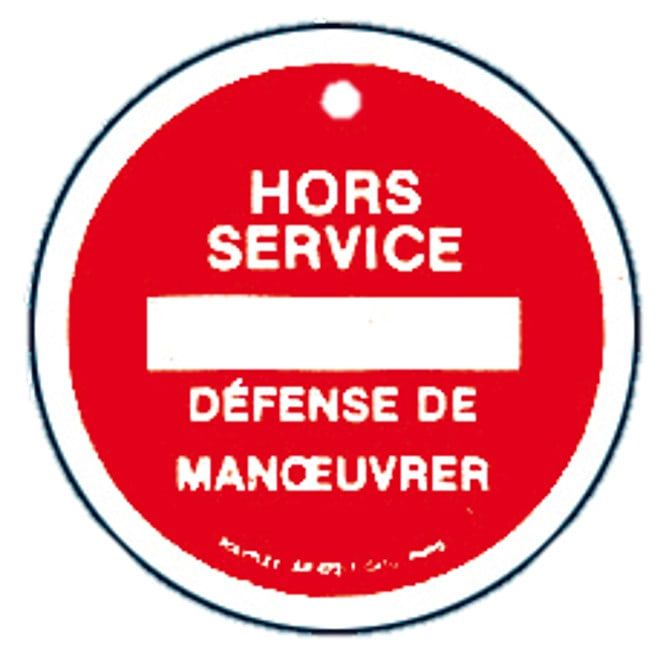 Catu - Macaron PVC de signalisation "HORS SERVICE" Ø 100 mm.