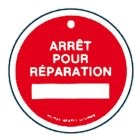 Catu - Macaron PVC de signalisation "ARRET POUR REPARATION" Ø 100 mm.