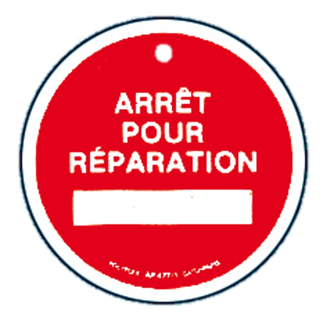 Catu - Macaron PVC de signalisation "ARRET POUR REPARATION" Ø 100 mm.