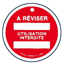 Catu - Macaron PVC de signalisation "A RÉVISER" Ø 100 mm.