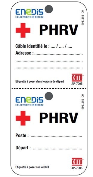 Catu - Etiquette PVC d'identification Patients à haut risque Vital Enedis 170 x 75 mm.