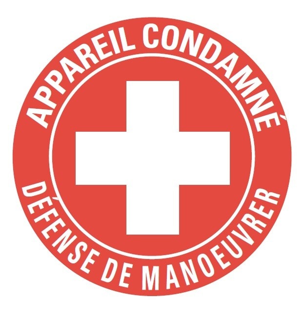 Catu - Macaron PVC de signalisation "APPAREIL CONDAMNÉ" Ø 33 mm. Code Enedis : 3700104.