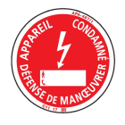 Catu - Macaron de consignation, ENEDIS fond rouge. Ø100mm. "APPAREIL CONDAMNE..."