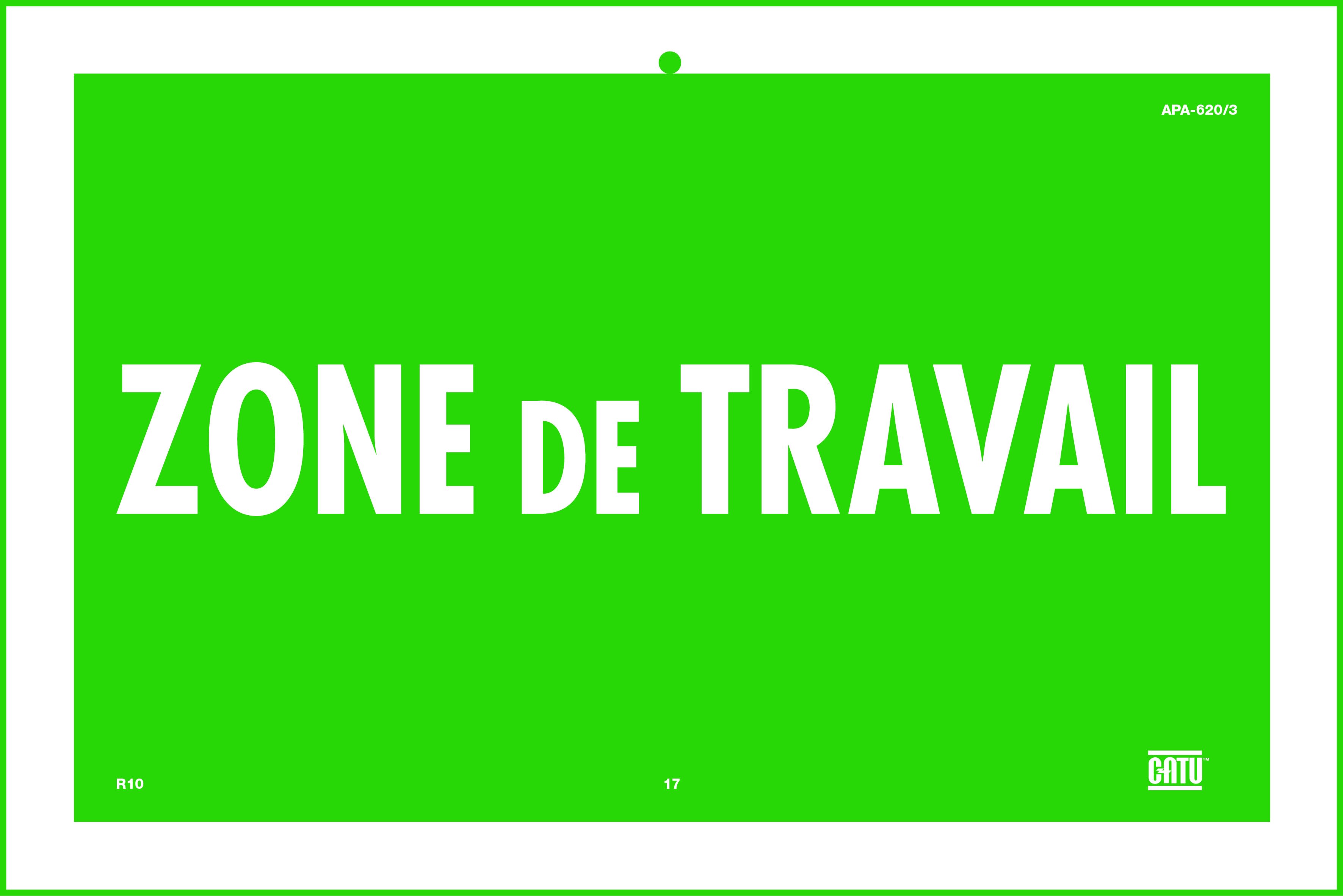 Catu - Affiche aimantée plastique "Limite de zone de travail" 300 x 200 mm.