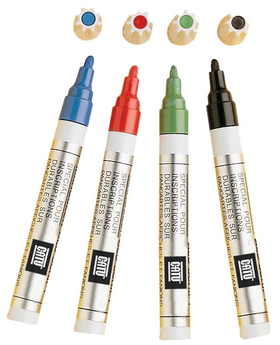 Catu - Étui 4 marqueurs ALU-SCRIPT Noir-Rouge-Vert-Bleu.