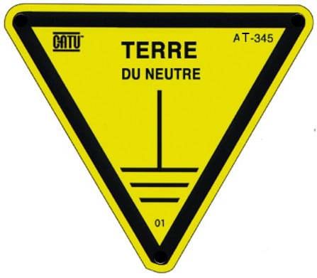 Catu - Pancarte triangulaire en alu. (ep. 0,5 mm) pour identification terre du neutre.