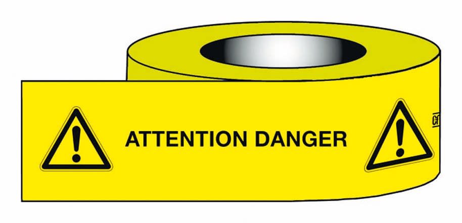 Catu - ruban adhesif attention danger 100m