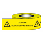 Catu - Ruban de marquage adhésif PVC jaune "DANGER OUVRAGE SOUS TENSION" 100 x 50mm.