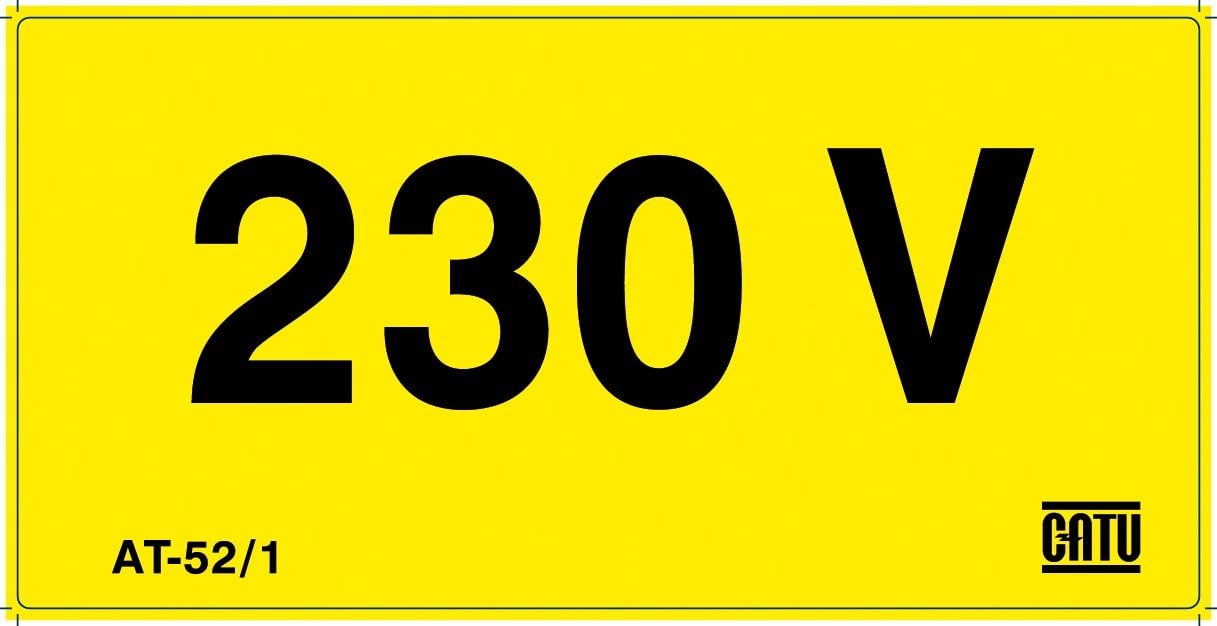 Catu - Étiquette PVC autocollante d'identification "230V" 100 x 50 mm.