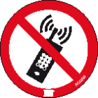 Catu - Autocollant règles de sécurité "PAS DE TÉLÉPHONE MOBILE" Ø 50 mm.