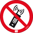 Catu - Autocollant règles de sécurité "PAS DE TÉLÉPHONE MOBILE" Ø 100 mm.