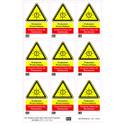 Catu - Planche de 9 étiquettes autocollantes "coup" pour installations photovoltaïques.