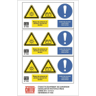 Catu - Planche de 3 étiq autocol "Risq de présence de plus srces de tens." 110 x 65 mm.