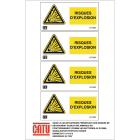 Catu - Planche de 4 étiquettes autocollantes "Risques d'explosion" 85 x 42 mm.