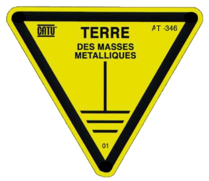 Catu - Etiquette PVC autocollante d'identification "TERRE ? MÉTALLIQUES" 70 mm.