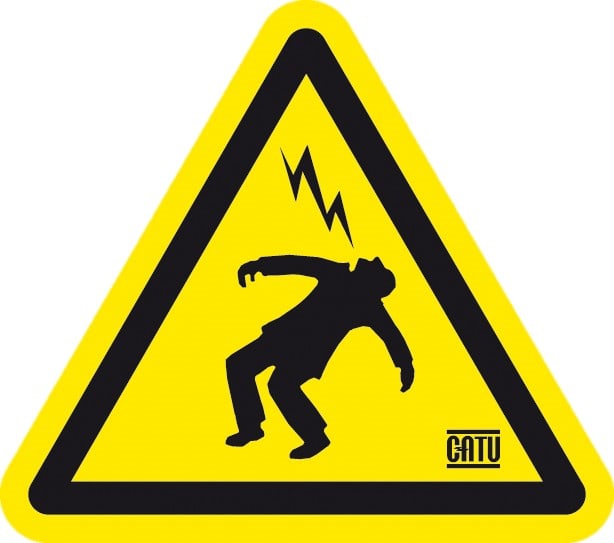 Catu - Etiquette PVC autocollante de signalisation "HOMME FOUDROYE" 25 mm.