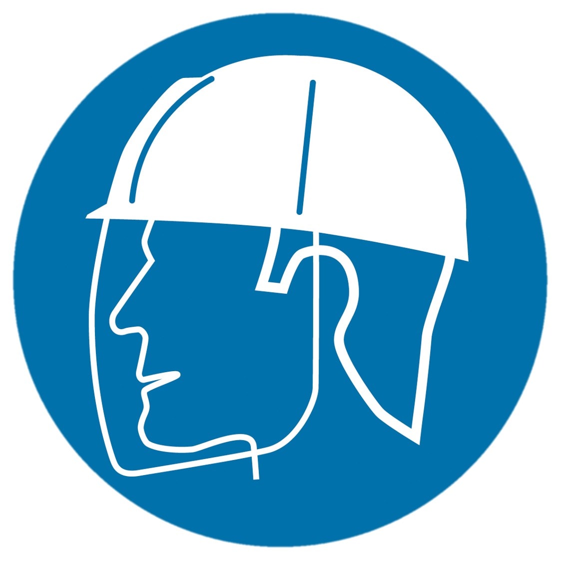 Catu - Autocollant obligatoire "PORTER UN CASQUE DE SÉCURITÉ AVEC VISIÈRE" Ø100 mm.