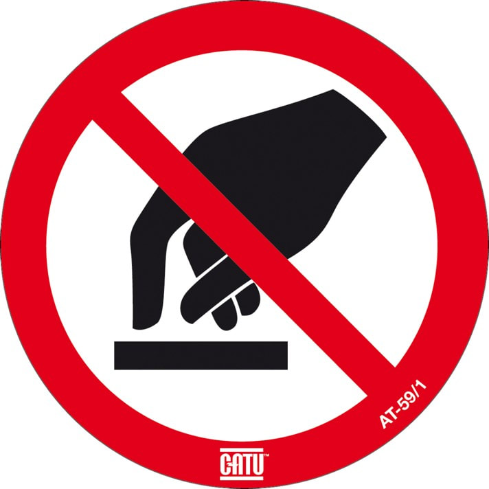 Catu - Étiquette PVC autocollante consignes de sécurité "NE PAS TOUCHER" Ø 100 mm.