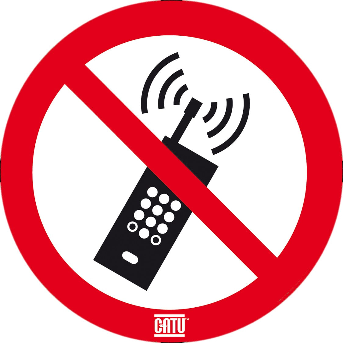 Catu - Autocollant règles de sécurité "PAS DE TÉLÉPHONE MOBILE" Ø 50 mm.