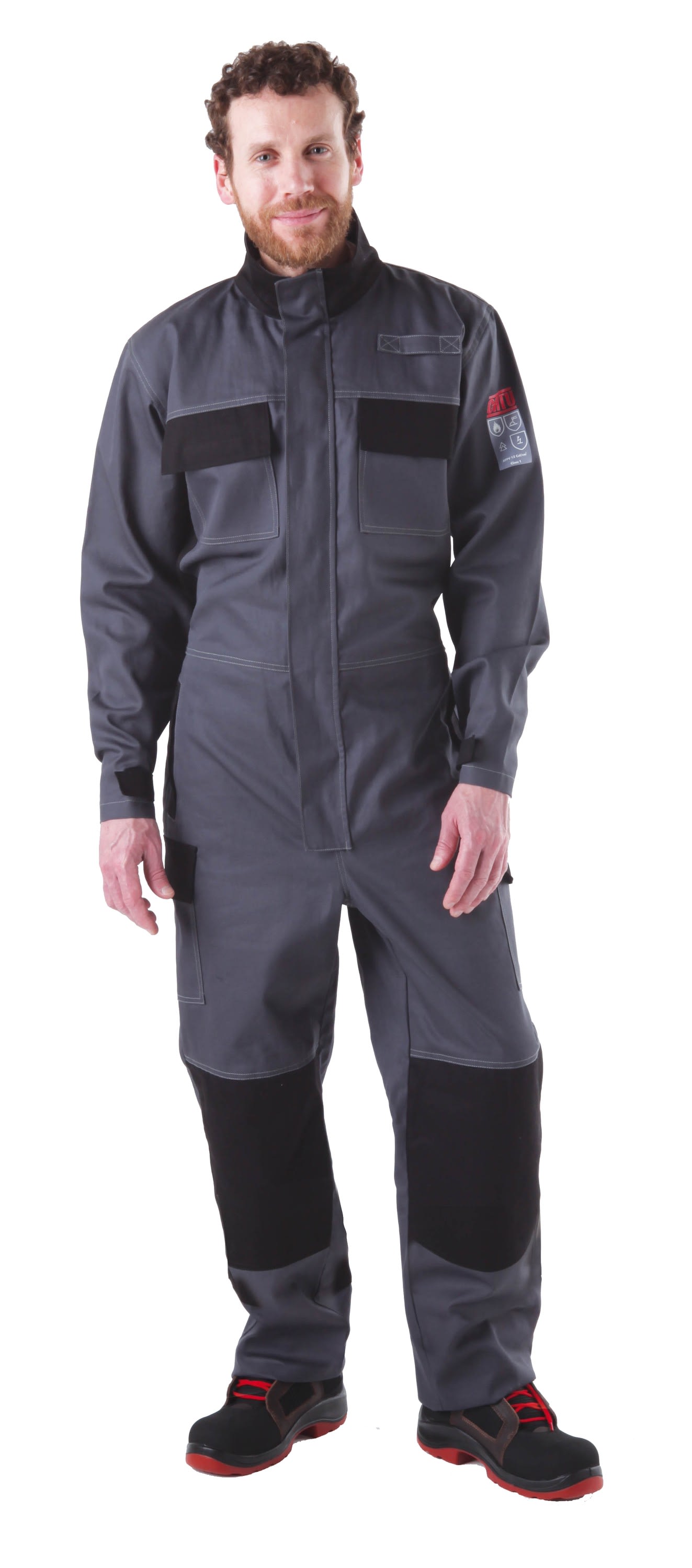 Catu - combinaison 12cal/cm² gris/noir non feu soudure AS-4xl