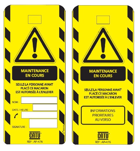 Catu - Affichette en PVC de signalisation "MAINTENANCE EN COURS" 170 x 75 mm.