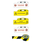 Catu - Ruban adhésif jaune et noir bandes diagonales 100 x 50 mm.