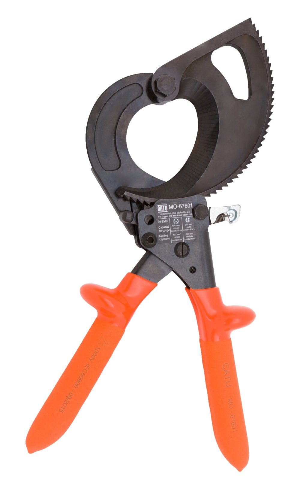Catu - Coupe-câbles à crémaillère isolé. Ouverture Ø 55 mm.