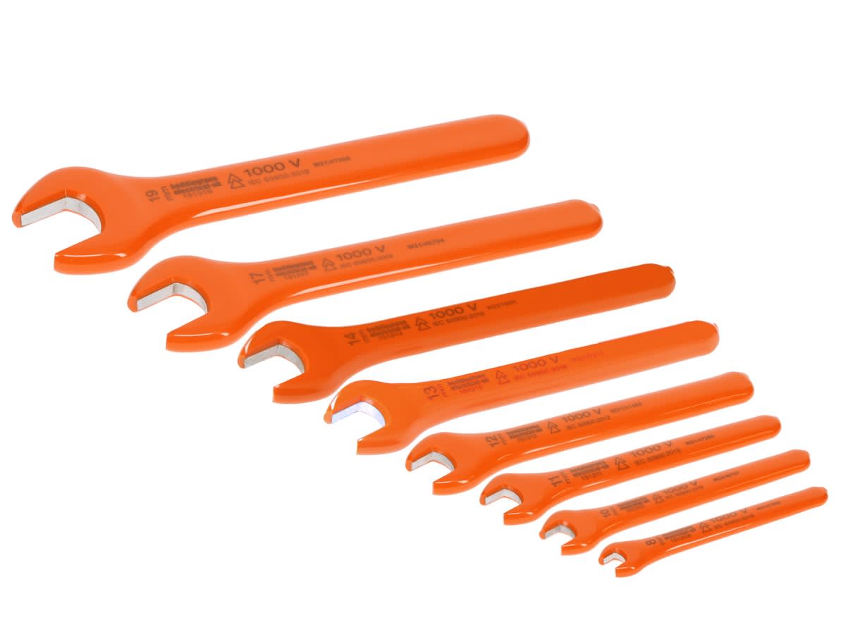 Catu - Jeu de 8 clés plates à fourche isolées de 8-10-11-12-13-14-17-19 mm.