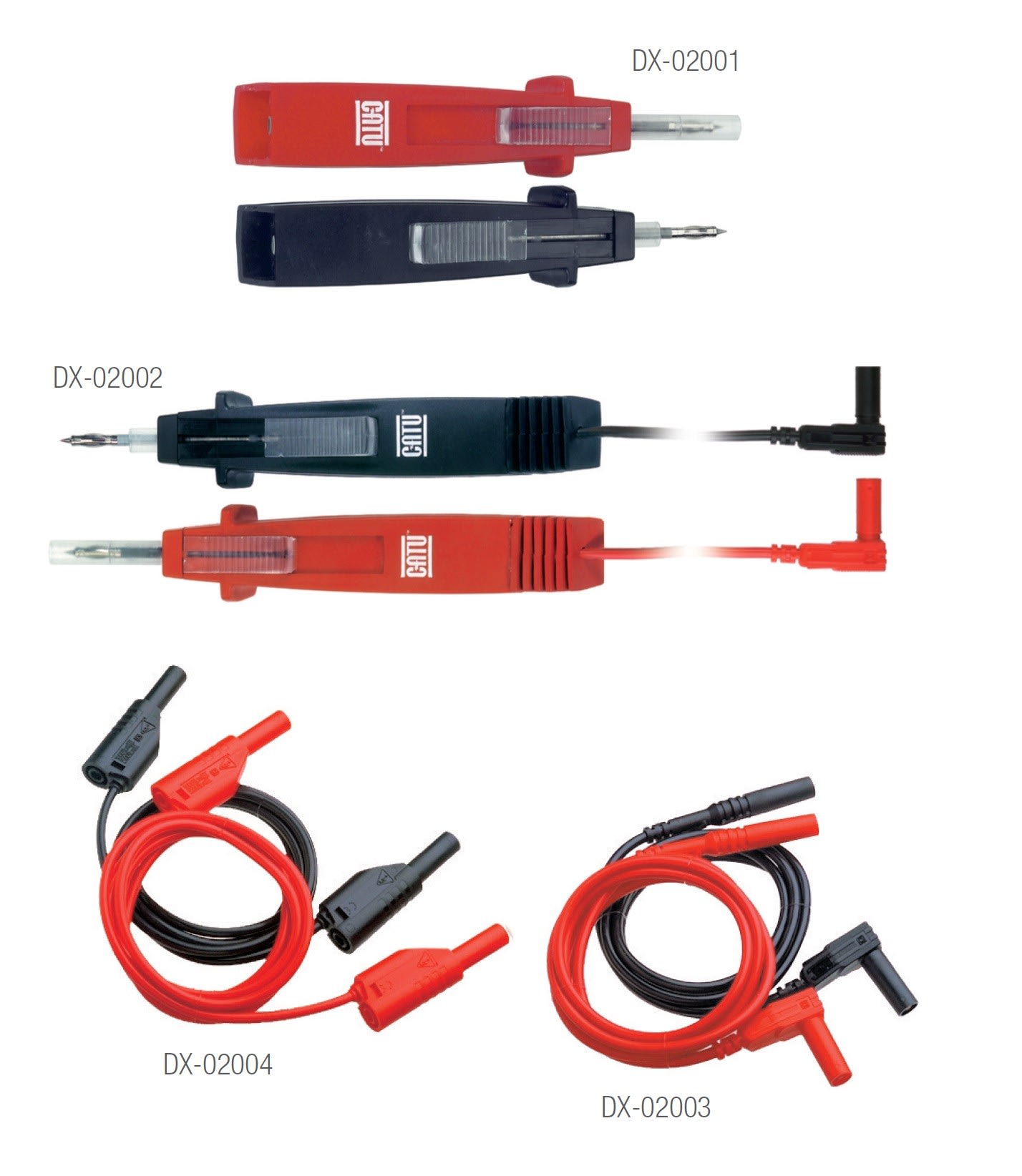 Catu - Jeu de 2 cordons coudés Noir et Rouge IP2X