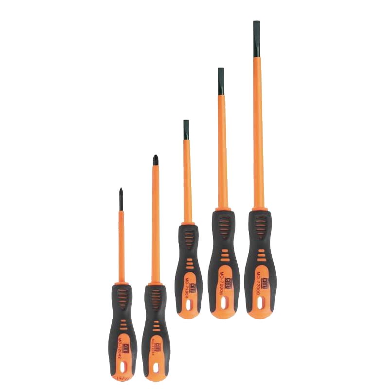 Catu - Jeu de 5 tournevis isolés bi-matière pour travaux sous tension jusqu'à 1000V AC
