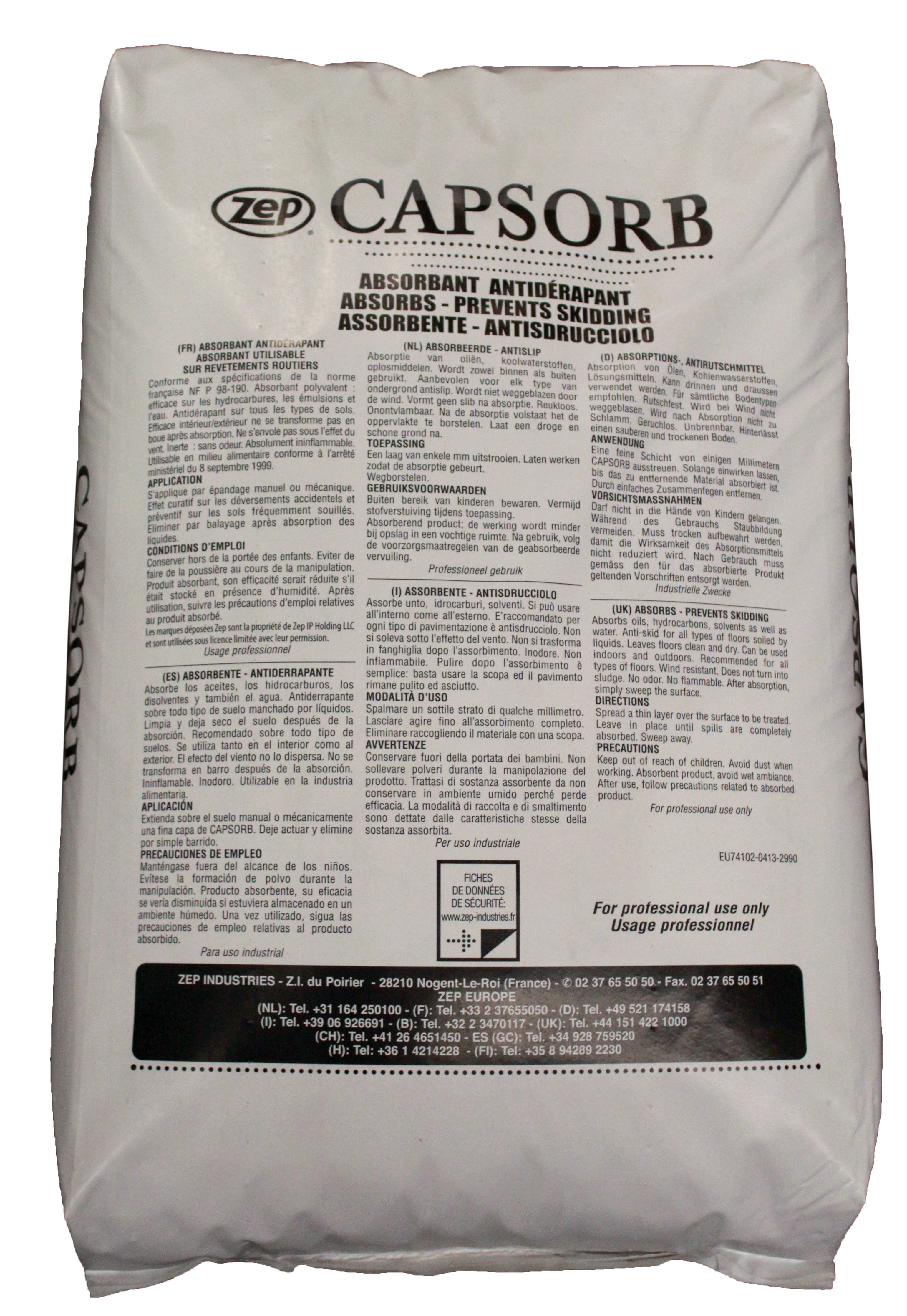 Catu - sac sable absorbant 20kg ustilisable sur revêtement routier